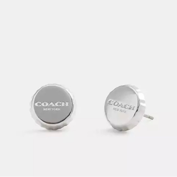 🩶COACH🩶Silver Bottle Cap Stud Earrings - Picture 1 of 6